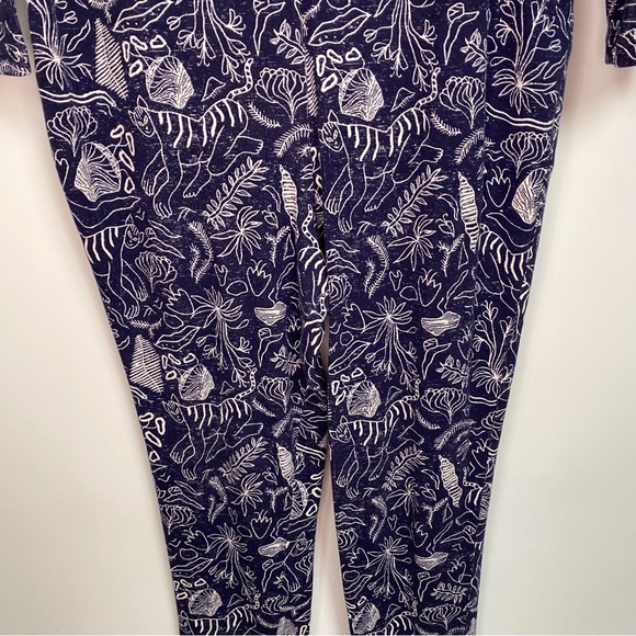 Anthropologie Adele Prost Fern Lounge Jumpsuit XL Blue Pajama One Piece - Picture 10 of 16